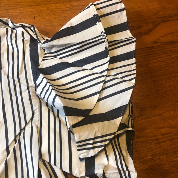 Striped Button Down Blouse with Ruffled Sleeve - Picture 6 of 6